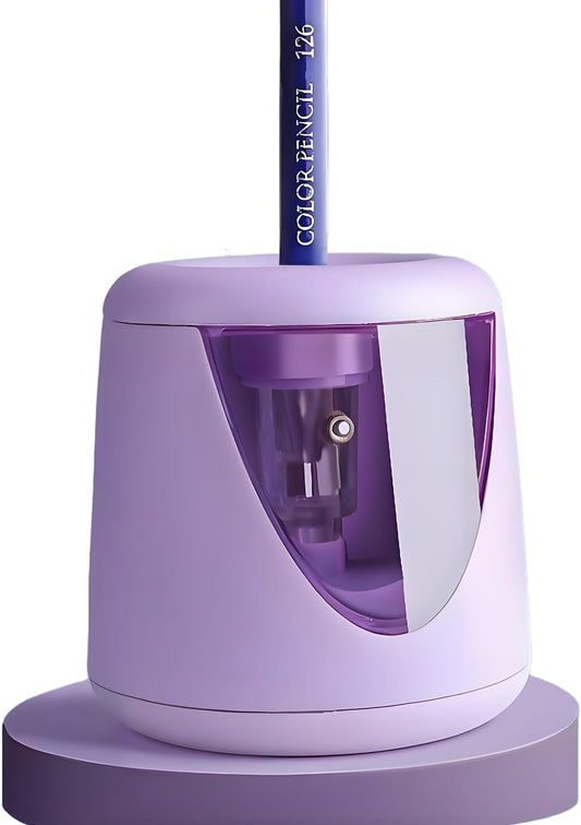 FASTSHARP Electric Pencil Sharpener, 3-5 Seconds Auto Stop, [Dual Power AC Power Cord & Battery] for Classroom & Home, Professional Heavy Duty for Colored, No.2, Art Pencils (6-9mm), Purple
