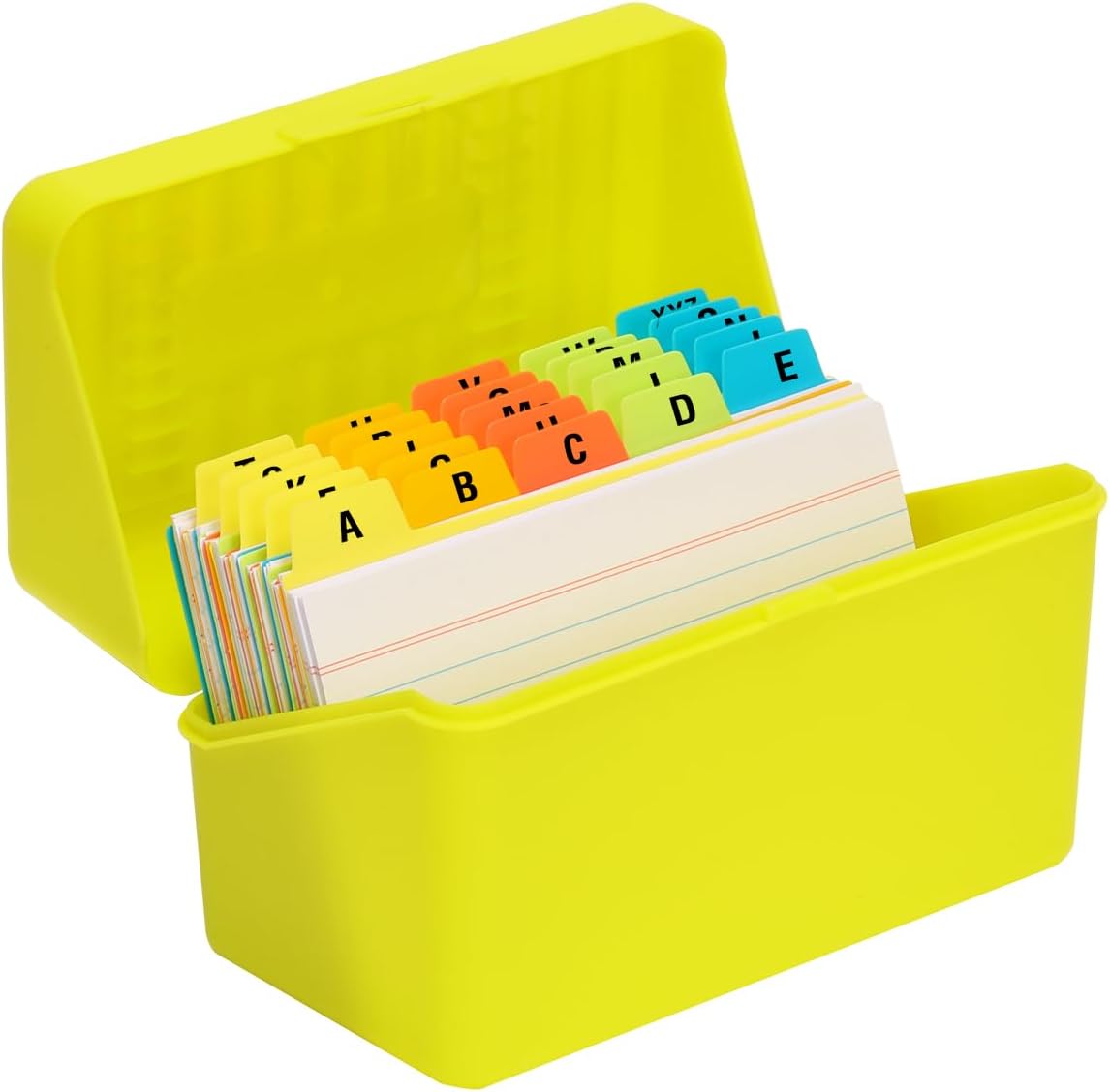 H4D 3x5 Index Card Holder with 100 Heavyweight Ruled Index Cards and 25 Plastic Dividers, Black
