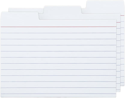 100 Pack Tabbed Index Cards 4x6 Lined Index Card Dividers with Tabs 4" x 6", Colored, 220 GSM Thick Paper