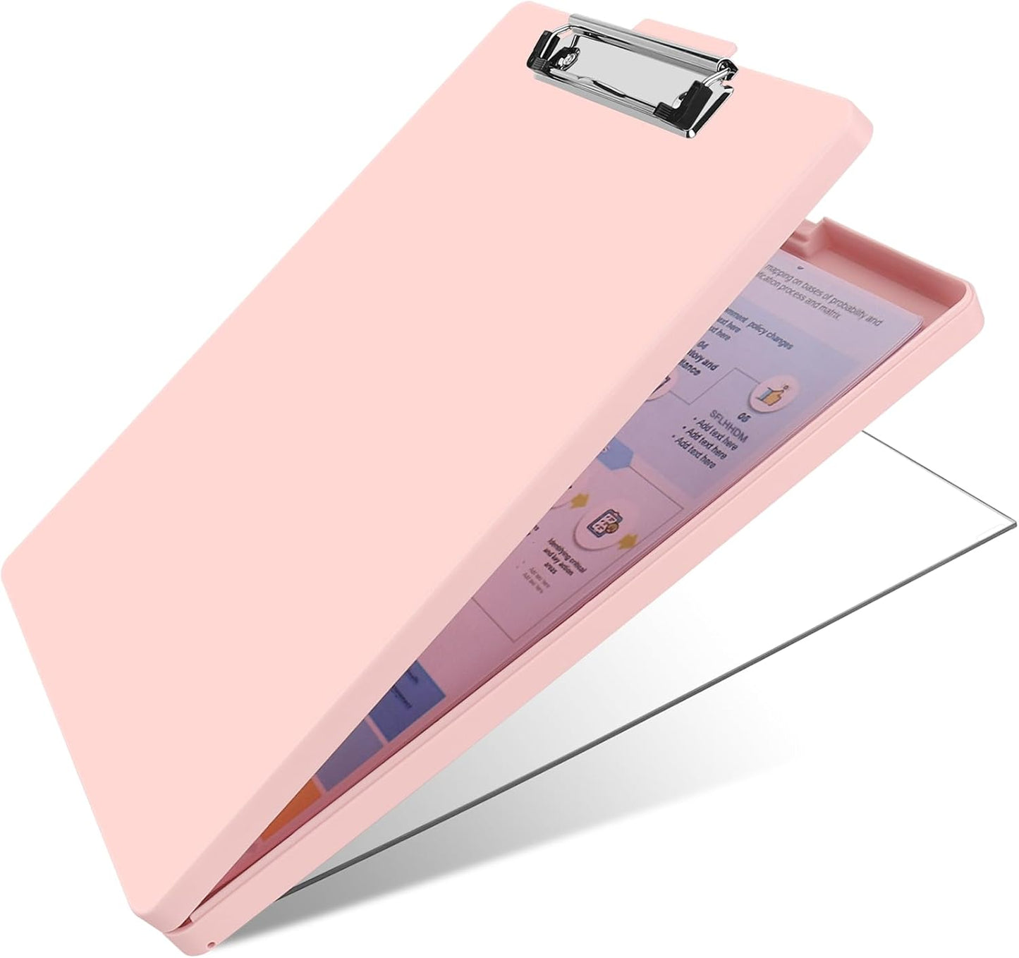 SFLHHDM Clipboard with Storage,Heavy Duty Clip Boards 8.5x11 with 2 Storage Case,Clear Visible Panel Storage Clipboards,Side Opening Nursing Clipboard Folder for Office Supplies-Light Purple