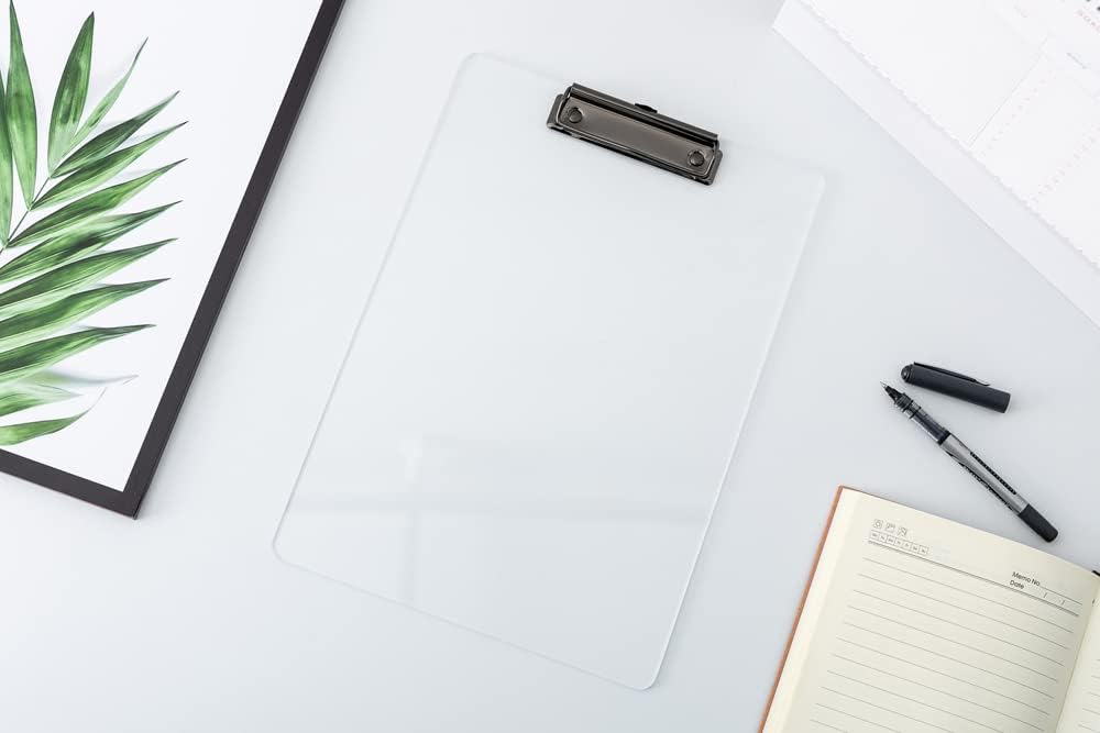 JIARI 2 Pack Clear Acrylic Office Clipboard A4 Letter Size 8.6" x 12.2" (Gold)