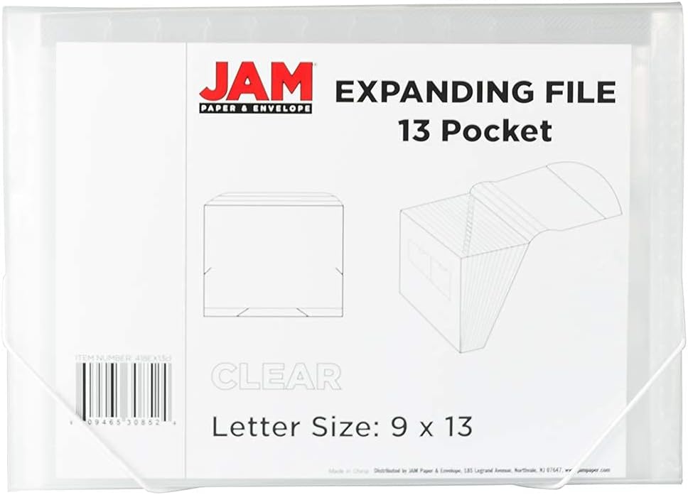 JAM Paper Accordion Folders - 13 Pocket Plastic Expanding File - Legal Size - 10 x 15 - Red - Sold Individually