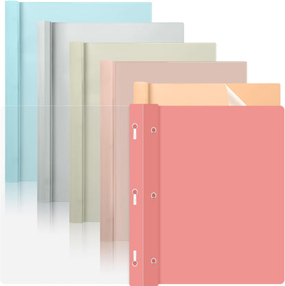 6 PCS Pastel Plastic Report Covers with 3 Prongs Clear Front Presentation Folders 3 Prong Folders for Resume Portfolio Document Report Letter Proposal School Classroom Office Supplies (Pastel)