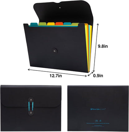 Blue Lake ECOLIFE Recyclable Paper 6-Pockets Expanding File Document Folder Plastic Free, Accordian File Organizer - A4 Letter Size, 200 Sheet Capacity for School, Office, Home Ruby