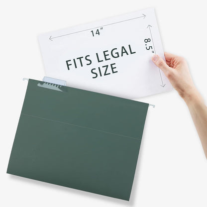 HERKKA Extra Capacity Hanging File Folders, 30 Pack Reinforced Legal Size Hanging Folders with Heavy Duty 1 Inch Expansion, Designed for Bulky Files, Medical Charts, Green