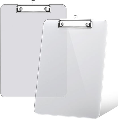 Rimilak Plastic Clipboards with Low Profile Metal Clip, Translucent Board, 12.5 x 9 In Letter Size, Office Supply, Back to School, Pink