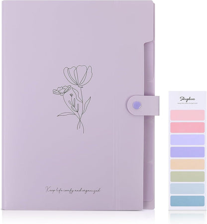 SKYDUE Letter A4 Paper Expanding File Folder Pockets Accordion Document Organizer (Purple)