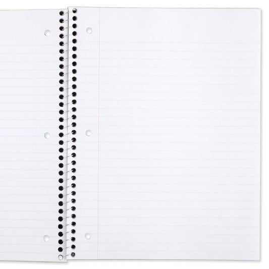 Mead Spiral Notebook, 6 Pack, 1 Subject, Wide Ruled Paper, 7-1/2" x 10-1/2", 70 Sheets per Notebook, Colors Will Vary (930201-ECM25)