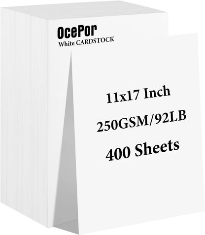 OcePor 100 Sheets White Cardstock 8.5” x 11”, 92lb/250gsm Card Stock, Thick Card Stock Paper, Heavy Cardstock Paper for Printer, Resume, Scrapbooks, Art, Crafts, Business Cards