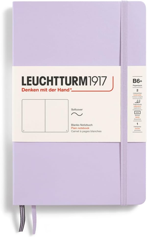 LEUCHTTURM1917 - Notebook Softcover Paperback B6+ - 123 Numbered Pages for Writing and Journaling (Ruled, Rising Sun)