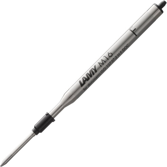 Lamy M16 ballpoint pen refill with large capacity, metal - Original replacement refill for all ballpoint pen models - Indelible - Fine line width in black ink