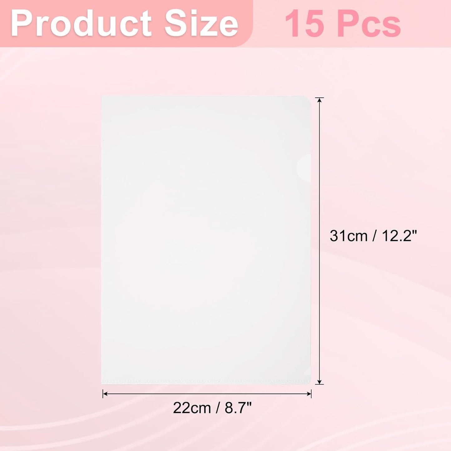 PATIKIL A5 Plastic Folders, 15 Pack Clear Folders L Type Project Pockets Paper Document Jacket Sleeves L Shaped Transparent for Documents Plastic Office File, 6.3x8.8in, Gray