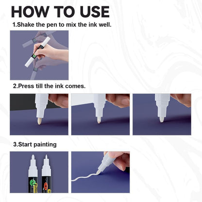 TRANSON Black and White Bold Tip and Extra Fine Tip Paint Markers Waterproof Oil Paint pen