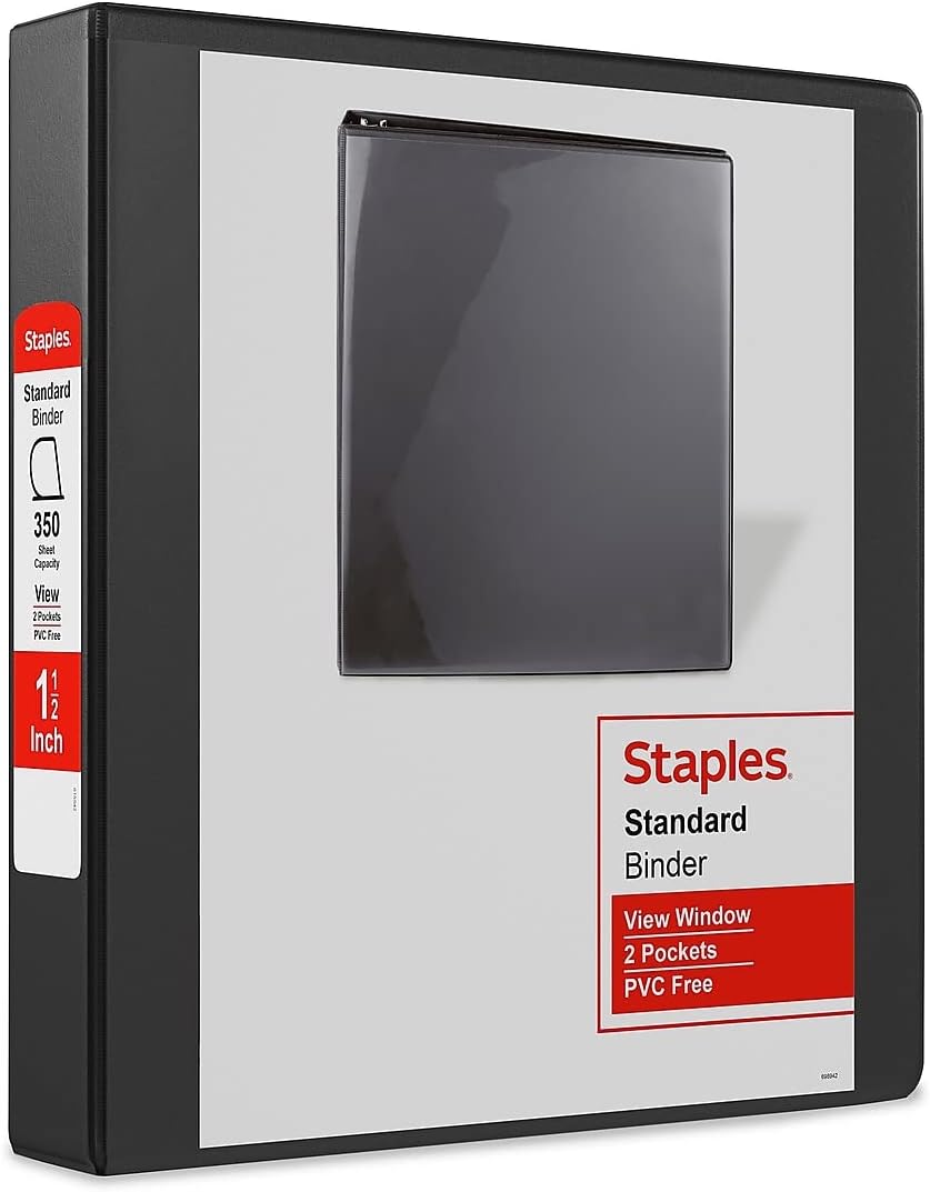 Staples Standard 2-Inch 3-Ring View Binder, Holds Up to 450 Sheets, Orange, Durable Binder for Office & School