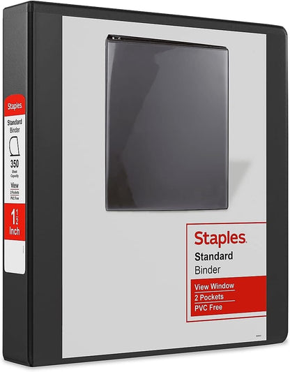 Staples Standard 2-Inch 3-Ring View Binder, Holds Up to 450 Sheets, Orange, Durable Binder for Office & School