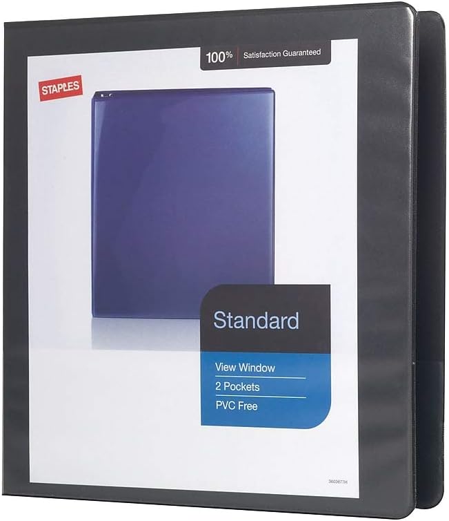 Staples Standard 2-Inch 3-Ring View Binder, Holds Up to 450 Sheets, Orange, Durable Binder for Office & School