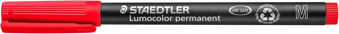 STAEDTLER Lumocolor Permanent Pen 317 Medium 1.0mm Line - Assorted Colours (Pack of 8) (317 WP8 ST), pack of 8