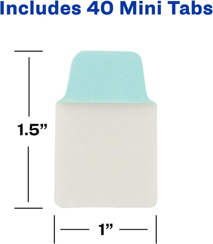 Avery Mini Ultra Tabs, 1" x 1.5", 2-Side Writable, Assorted Pastel Colors, 40 Repositionable Tabs (74761)