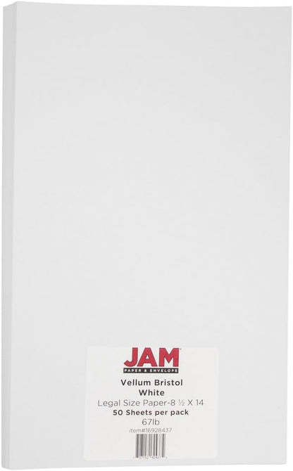 JAM PAPER Vellum Bristol 65lb Cardstock - 8.5 x 11 Coverstock - 147 gsm - Cream - 50 Sheets/Pack