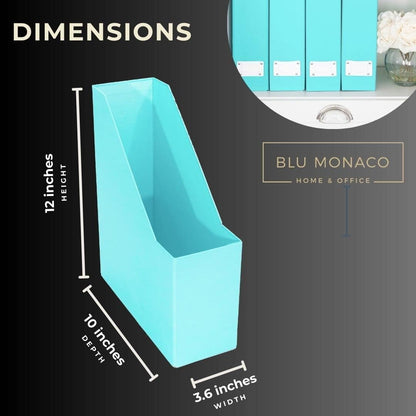 BLU MONACO Foldable Black Magazine File Holder | Set of 6 Cardboard Desk Organizer Boxes | Vertical Magazine File Holder | Standing File Holder | Office Classroom or Home