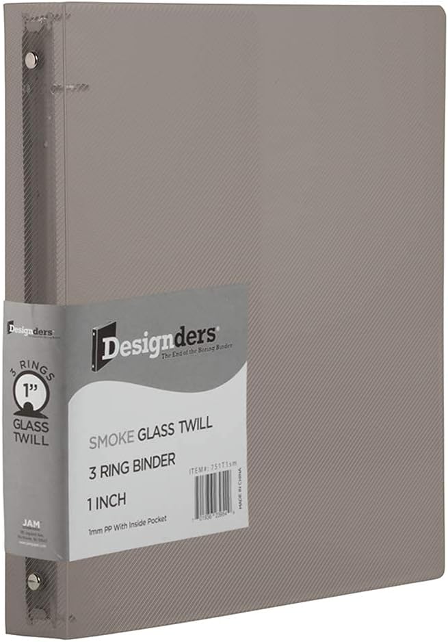 JAM PAPER Plastic 0.75 inch Binder - Clear 3 Ring Binder - Sold Individually