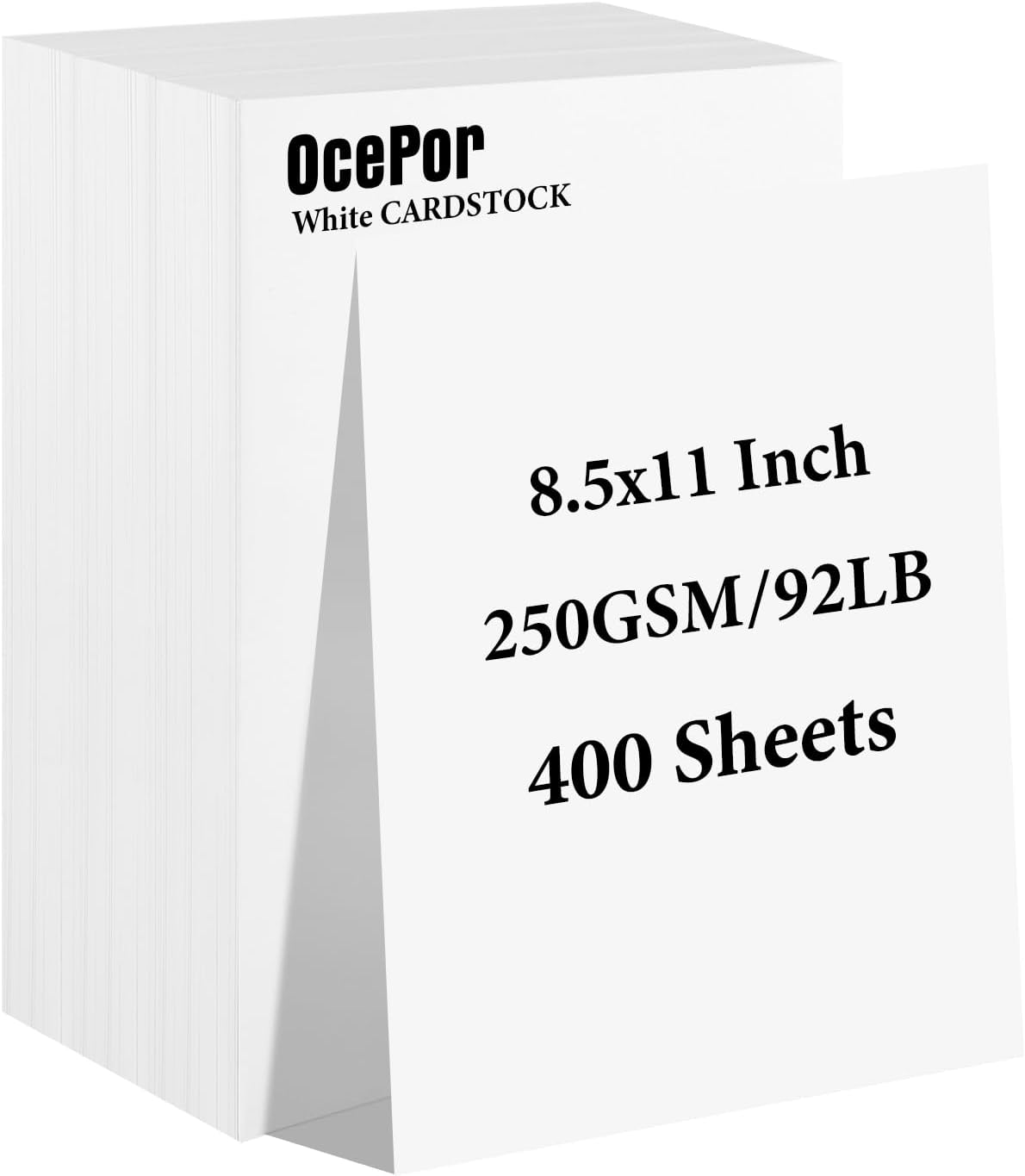 OcePor 100 Sheets White Cardstock 8.5” x 11”, 92lb/250gsm Card Stock, Thick Card Stock Paper, Heavy Cardstock Paper for Printer, Resume, Scrapbooks, Art, Crafts, Business Cards