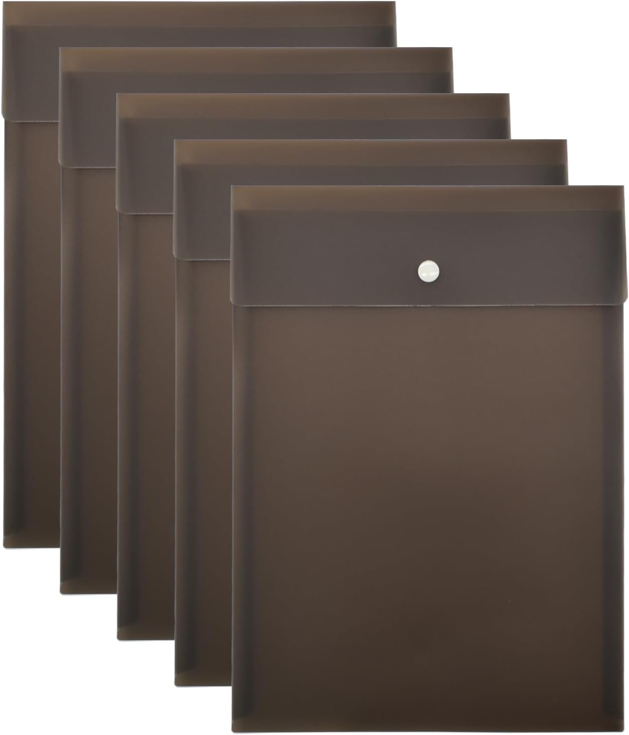 VANRA Vertical File Folders Poly Filing Envelope Plastic Project Folder with Snap Button Closure for A4 Letter Size Paper (Pack of 5, Black)