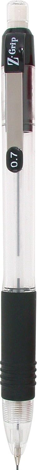 Zebra Pen, Z-Grip Mechanical Pencil, Smooth Writing, Latex-Free Grip, 0.7mm Lead, #2 HB, Pre-Loaded with Lead and Eraser, for School, Office, Everyday Use, Refillable, Clear Barrel, 24-Pack, (15241)