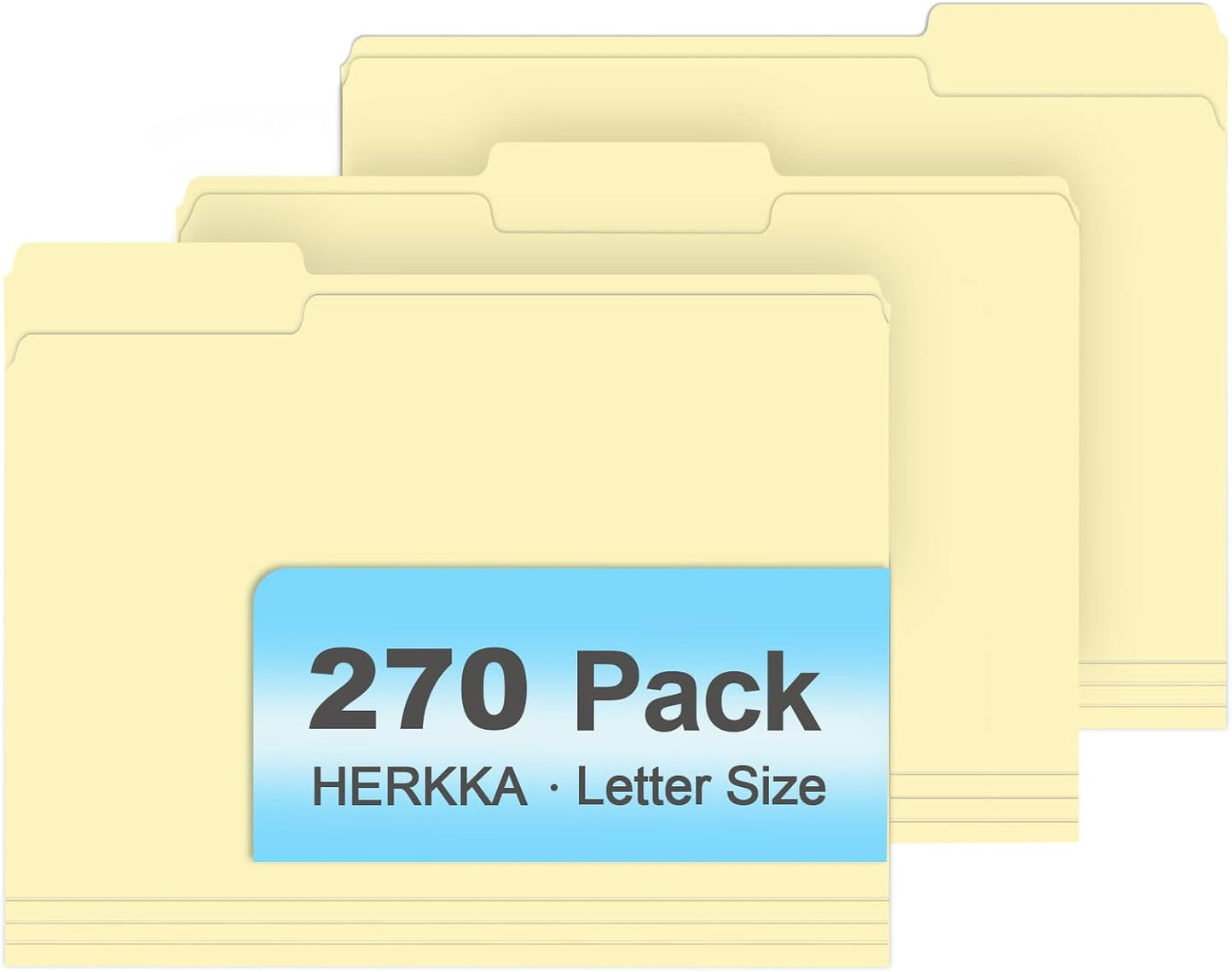 Manila Folders, HERKKA 30 Pack 1/3 Cut Tab File Folders, Manila Folders 8.5 x 11 Designed for Office and Classroom Use, Letter Size