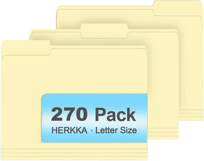 Manila Folders, HERKKA 30 Pack 1/3 Cut Tab File Folders, Manila Folders 8.5 x 11 Designed for Office and Classroom Use, Letter Size