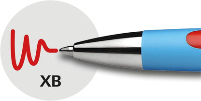 Schneider Slider Rave XB (Extra Broad) Ballpoint Pens, Refillable + Retractable, 1.4 mm, Light Blue Barrel, Blue Ink, Box of 5 Pens (132503)