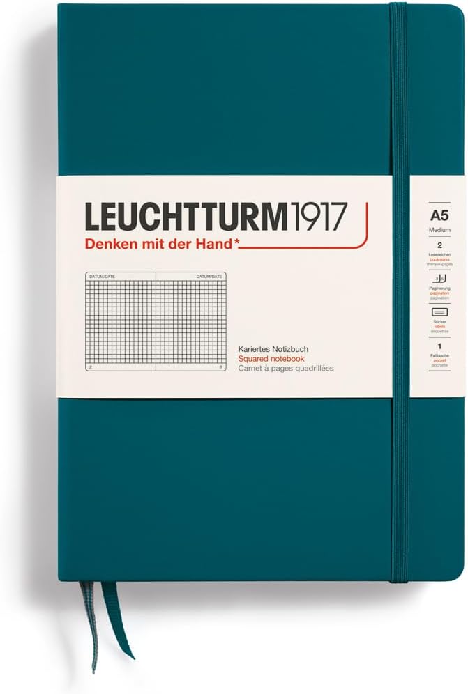 LEUCHTTURM1917 - Notebook Hardcover Medium A5-251 Numbered Pages for Writing and Journaling (Navy, Ruled)