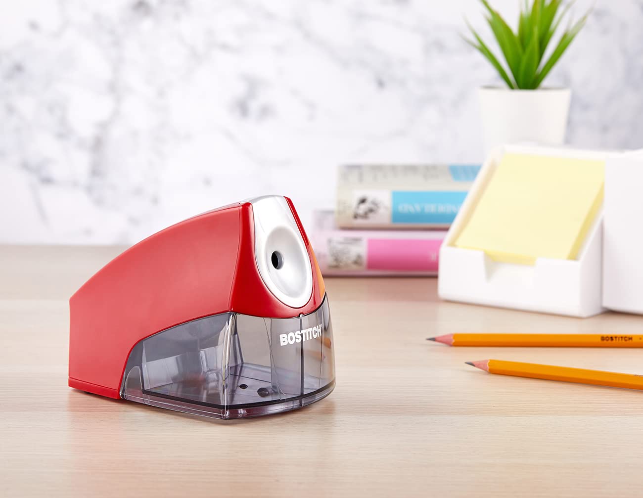 Bostitch Office Electric Pencil Sharpener for Classroom & Desk Use, Heavy-Duty Stall-Free Motor, High-Capacity Shavings Tray, Blue
