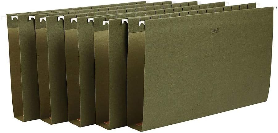 Staples Hanging File Folders, Letter Size, 2" Expansion, 1/5‑Cut Tabs, Standard Green – Durable Everyday Filing, 25‑Pack
