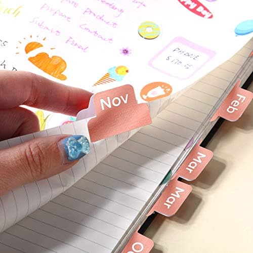 Outus 24 Pieces Monthly Adhesive Tabs for Planner - Designer Accessories Monthly Tabs Stickers Decorative for Office Planners Organizations Sturdy Notebook Planners Journal(Black)