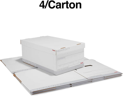 STAPLES Corrugated File Box Lift Off Lid, Letter/Legal Size, White/Black, 10/Pack