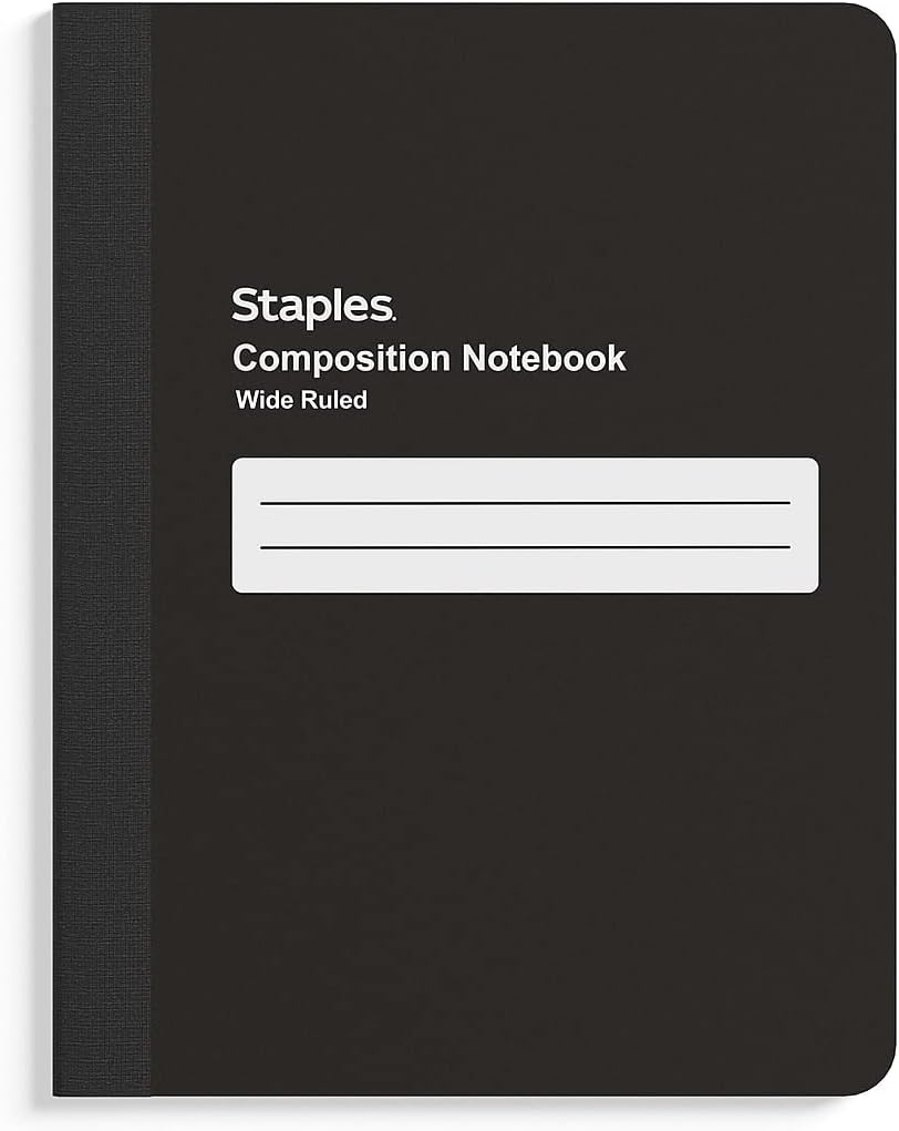 STAPLES Poly Composition Notebook, 9.75” x 7.5”, Wide Ruled, 70 Sheets, Assorted Colors