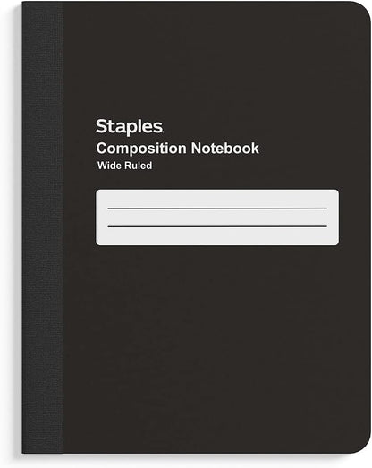 STAPLES Poly Composition Notebook, 9.75” x 7.5”, Wide Ruled, 70 Sheets, Assorted Colors