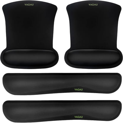 VAGAU Premium Keyboard Wrist Rest and Mouse Pad Wrist Support, Ergonomic Memory Foam Set for Office, Laptop, Mac, Computer and Gaming, Comfortable Typing &Wrist Pain Relief (2 Pack)