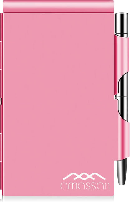 amassan Metal Small Notebook, Mini Notepad, Small Pocket Notepad Aluminum Note Case with Mini Metal Pen and 60-Page Sheets - Memo Books Note Pads(Gold)
