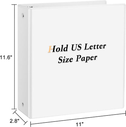 CIXILDTS 0.5-inch Round Ring Binder, Durable 1/2" 3 Ring Binder Fit Letter Size Paper, Presentation View Binders, White,12-Pack