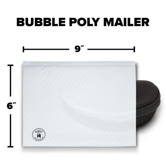 Scotch Poly Bubble Mailer, White, Large, Size 5, Inside Dimensions 10.5 IN x 15 IN, made with 50% recycled plastic