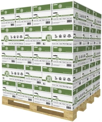 1 Pallet, 40 cases of Boise® X-9® Multi-Use Printer & Copy Paper, 400 Reams, White, Letter (8.5" x 11"), 200,000 Sheets Per Pallet, 20 Lb, 92 Brightness