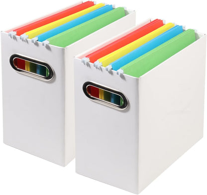 Collapsible File Organizer Box with Handle, Filing Organizer for Home or Office, Small Portable File Box(1 Pack, White)