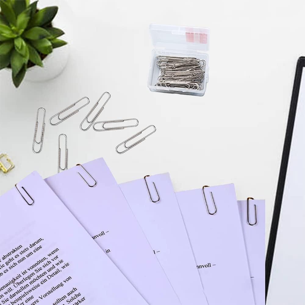 220pcs Silver Paper Clips, Medium and Jumbo Size (1.3 inch & 2 inch) Office Paperclips - with Storage Box in Each Size for Easy Storage