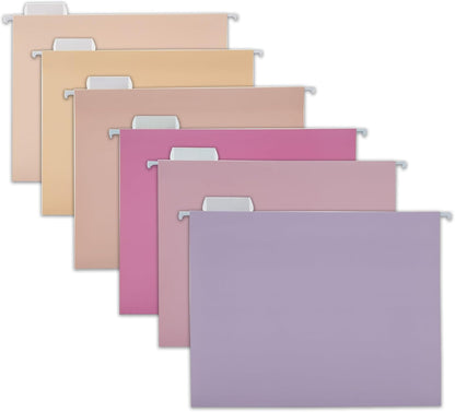 6 Pack Hanging Folder File Cabinet Organizer Letter Size 1/5 Cut Adjustable Label Decoration Home Office School Classroom, Green