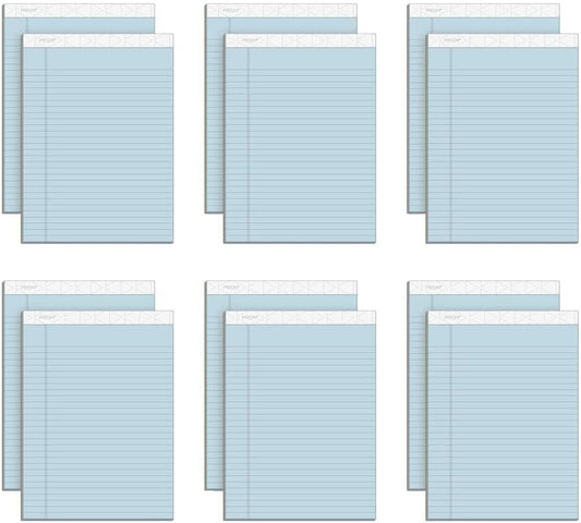 Tops Prism Writing Pads, 8-1/2" x 11-3/4", Legal Rule, Blue, Perforated, 50 Sheets, 12 Pack (63120)