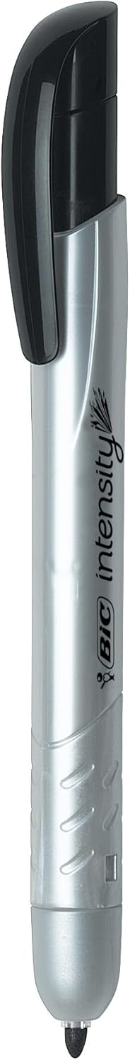 BIC Intensity Black Permanent Markers, Ultra Fine Point, 12-Count Pack of Black Markers With Non-Slip Grip for Comfort and Control