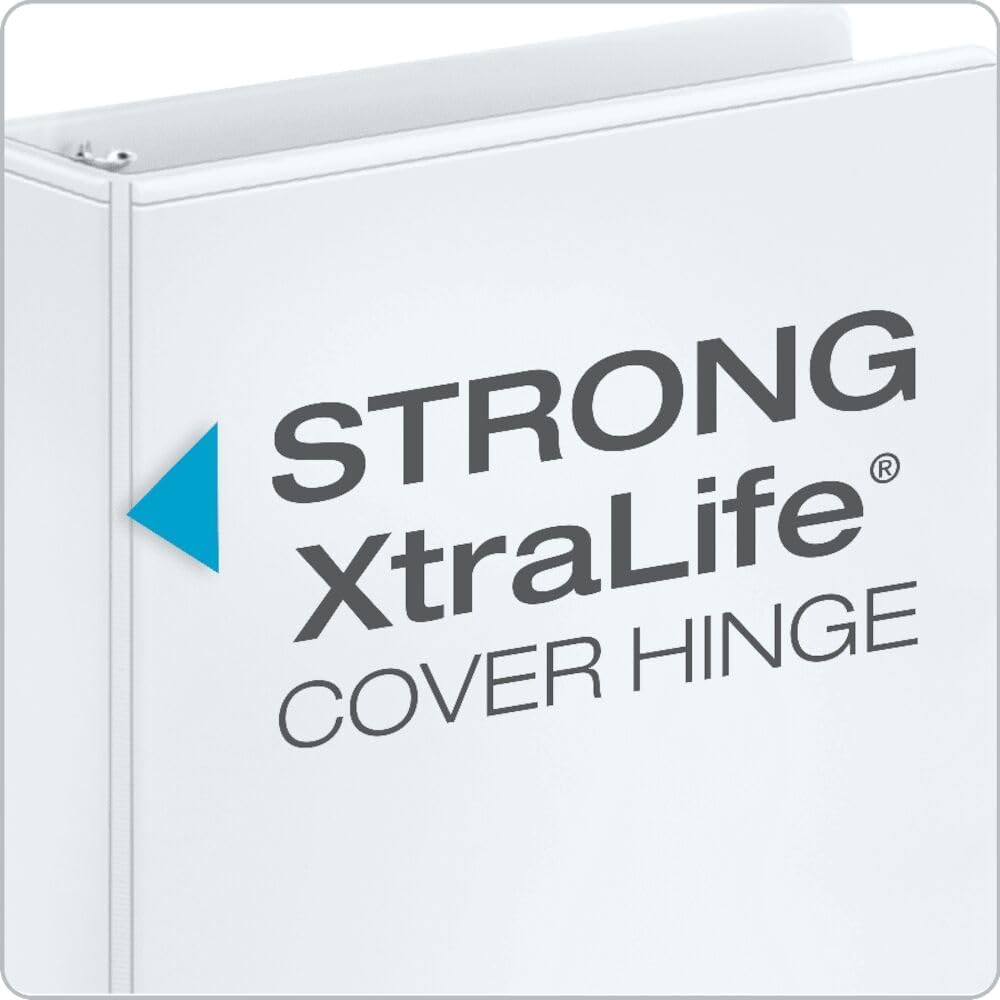 Cardinal Performer 3-Ring Binders, 3", Non-Locking Slant-D Rings, 725-Sheet Capacity, ClearVue Presentation, Non-Stick, PVC-Free, White, 4-Pack (27600)