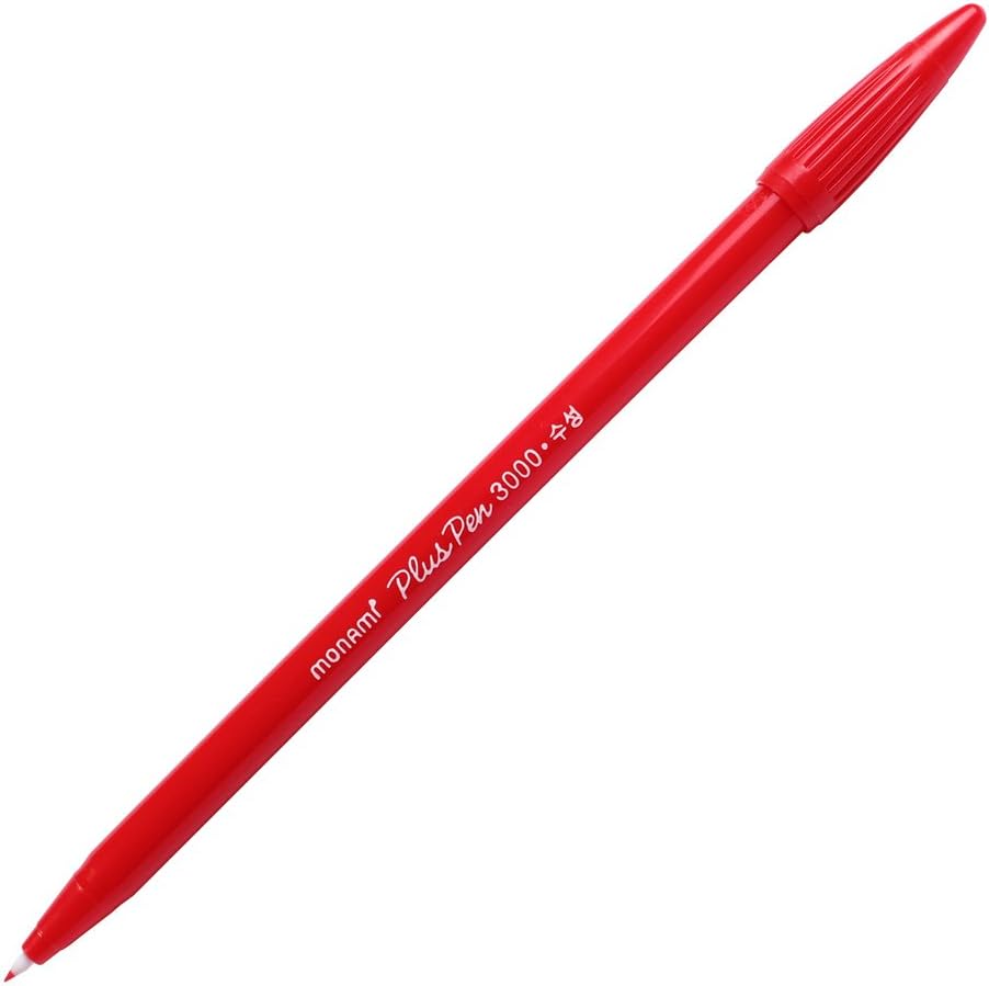 Monami Plus 3000 Office Sign Pen Felt Tip Water Based Ink Color Pen Complete Red,Blue,Black Dozen Box